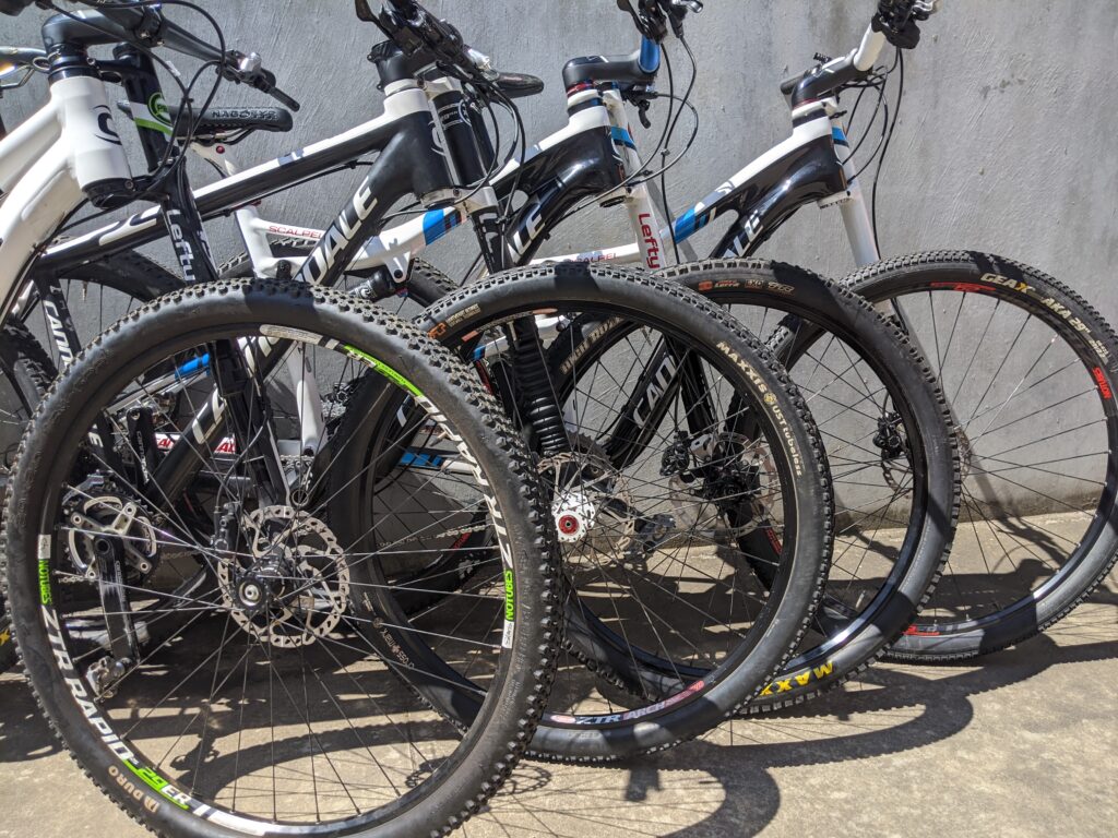 Cannondale Flash 29 mountain bikes ready for servicing at the 1226 Bicycle Maintenance Workshop